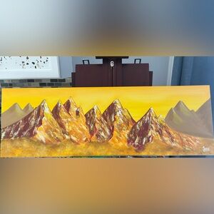 Yellow and Brown Mountain Landscape Canvas Art